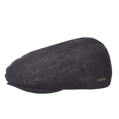 Galway Weathered Leather Flat Cap - Stetson Hat Flat Cap Stetson Hats STW200-BLK2 Black Medium 