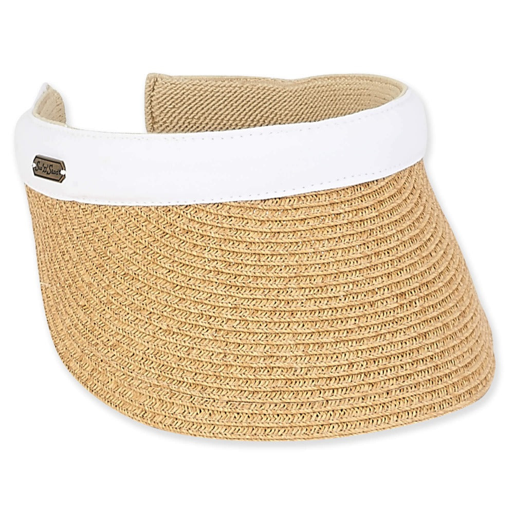 Giana Tweed Braid Clip-On Sun Visor - Sun 'N' Sand Hats Visor Cap Sun N Sand Hats hh1942Ewh White  