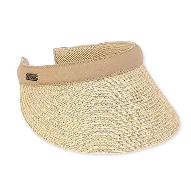 Giana Tweed Braid Clip-On Sun Visor - Sun 'N' Sand Hats Visor Cap Sun N Sand Hats hh1942Fbg Beige  