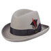Godfather Structured Wool Felt Homburg with Feather Accent up to 2XL - Scala Hat Homburg Scala Hats WF545 Light Grey Medium (57 cm) 