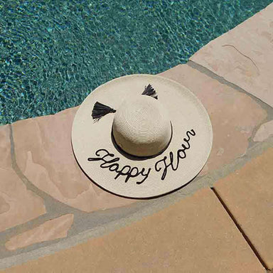 HAPPY HOUR Straw Sun Hat with Tassel - Cappelli Straworld Wide Brim Sun Hat Cappelli Straworld    