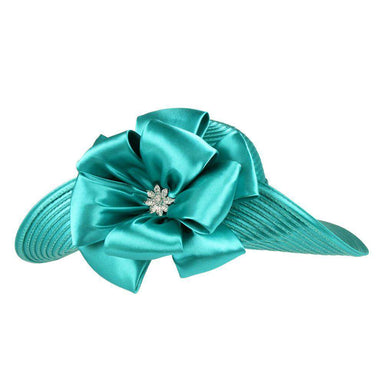 Turned Up Brim Satin Braid Dress Hat Dress Hat Something Special LA WWhtb1300BZ Blue Zirconia  