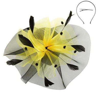 Dotted Ruffle Mesh Fascinator Fascinator Something Special LA HTH1294WH Yellow  
