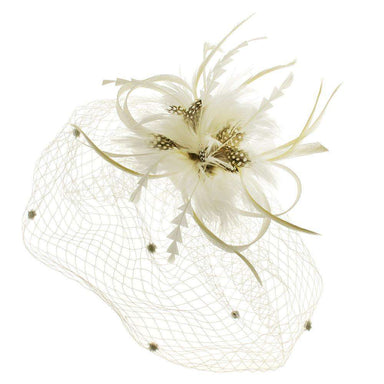 Feather Flower with Veil Fascinator Fascinator Something Special LA Fhth1309IV Ivory  