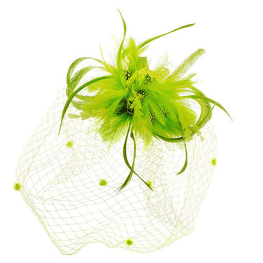 Feather Flower with Veil Fascinator Fascinator Something Special LA Fhth1309LM Lime  