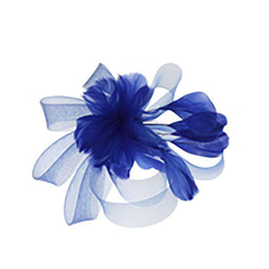 Feather Flower - Mesh Bow Fascinator Fascinator Something Special LA hth2123RB Royal Blue  