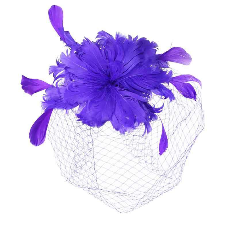 Birds of Feather Fascinator with Full Netting Veil Fascinator Something Special LA hth2160pp Purple