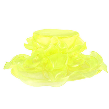 Ruffle Edge Shimmer Organza Hat Dress Hat Something Special LA HTO1367YW Yellow  