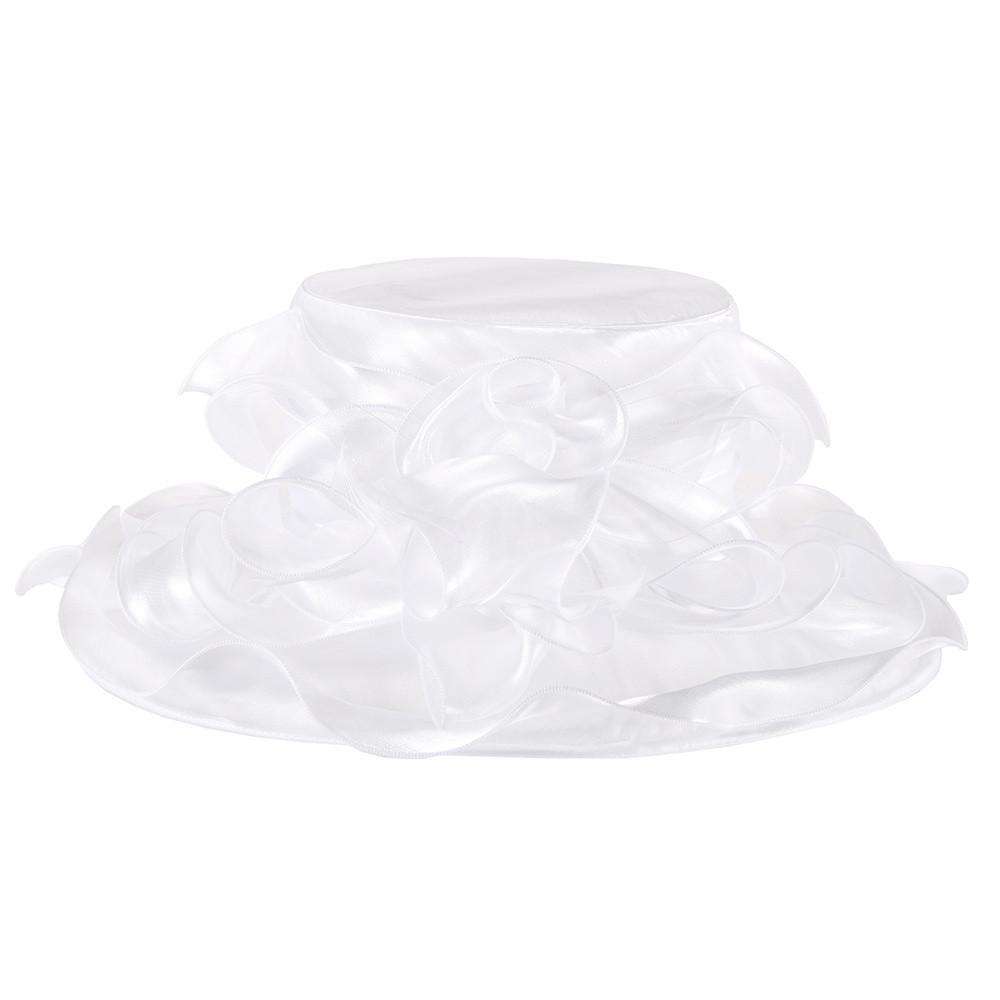 Ruffle Edge Shimmer Organza Hat Dress Hat Something Special LA HTO1367WH White  