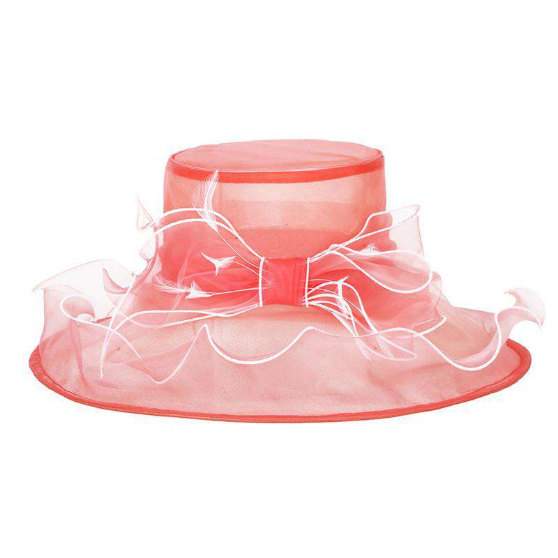 Bow Organza Hat with Ruffle Brim Dress Hat Something Special LA HTO2006PH Peach  
