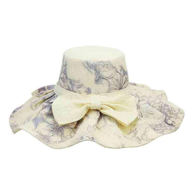 Floral Printed Bow Sun Hat Floppy Hat Something Special LA htp827nt Natural  