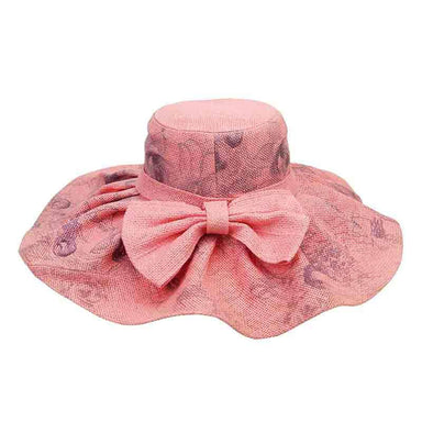 Floral Printed Bow Sun Hat Floppy Hat Something Special LA htp827pk Pink  