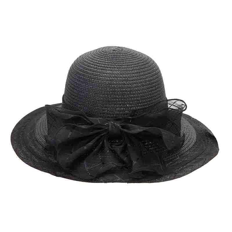 Cross Stitched Brim Summer Hat Wide Brim Hat Something Special LA htp904bk Black  