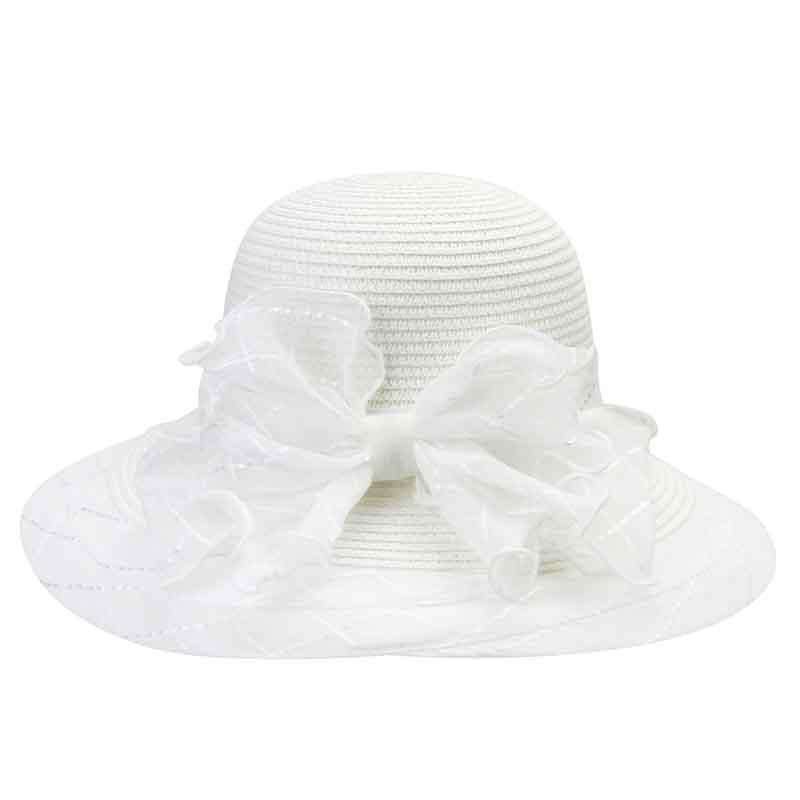 Cross Stitched Brim Summer Hat Wide Brim Hat Something Special LA htp904wh White  