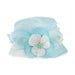 Small Sinamay Cloche Dress Hat with Flowers - Something Special Dress Hat Something Special LA HTS2052aq Light Blue  