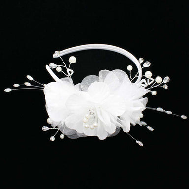 Flower and Pearl Head Band Fascinator Something Special LA Hwh10WH White  