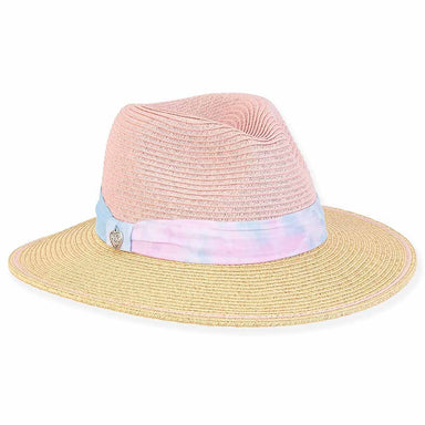 Hazel Tie Dye Band Straw Safari Hat for Petites - Sunny Dayz™ Safari Hat Sun N Sand Hats HK465 Natural Small (54 cm) 