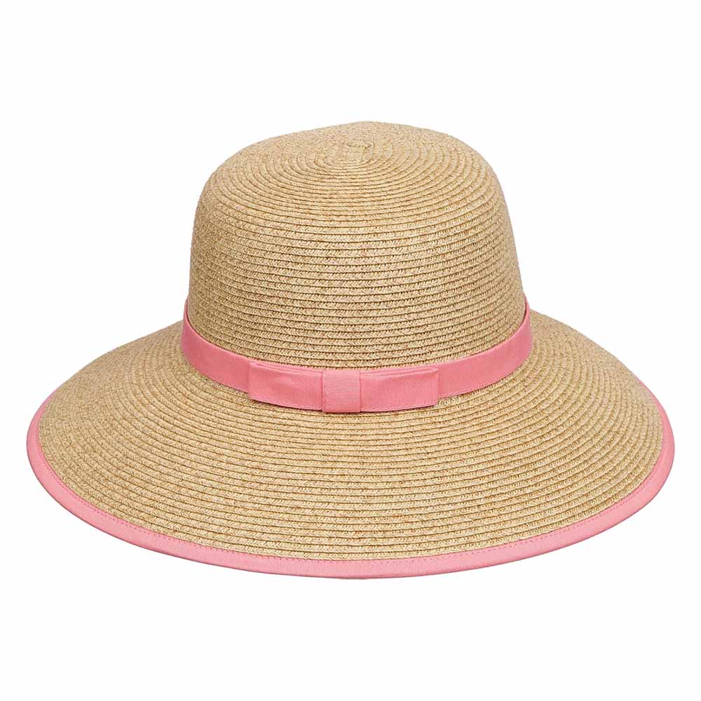 Karen Keith Tweed Straw Facesaver Hat with Ponytail Hole Facesaver Hat Great hats by Karen Keith BT9CB-G Pink  