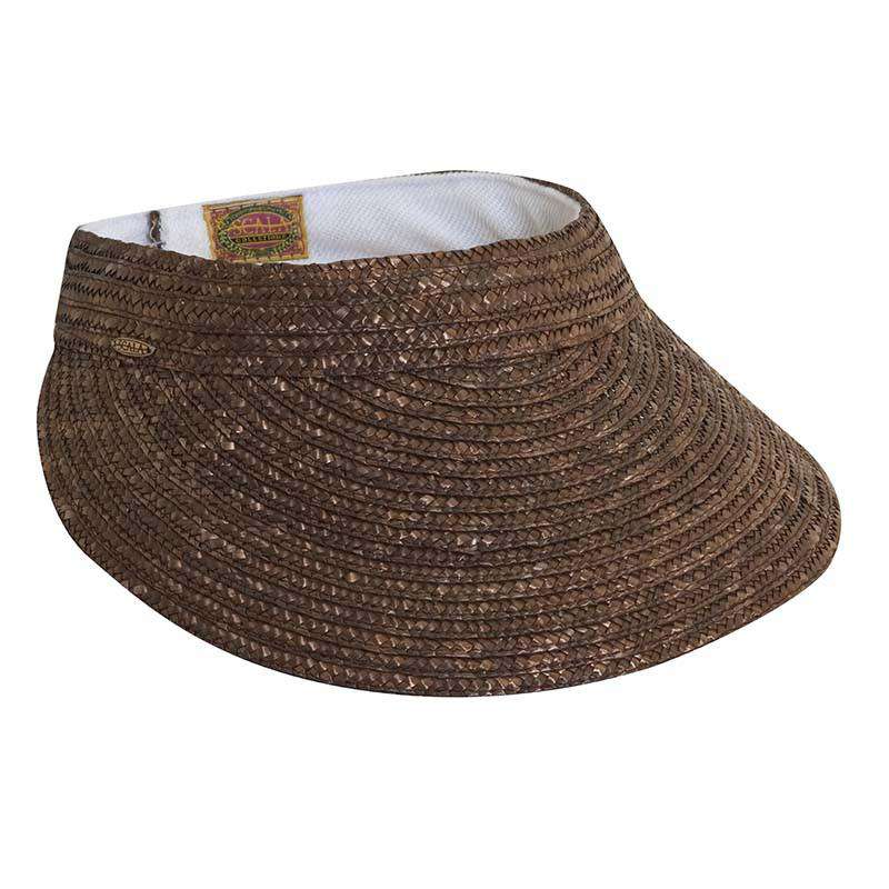 Braided Laichow Sun Visor - Neutral-Basic Colors - Scala Hats Visor Cap Scala Hats L202bascCT Chocolate  