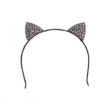 Rhinestone Cat Ears Headband Headband Something Special Hat lb7959sl Silver  