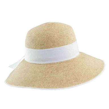 Big Brim Sun Hat with Wide Ribbon Band - Scala Hats Wide Brim Hat Scala Hats lp152wh White  