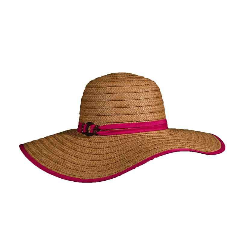 Ribbon Bound Straw Floppy Hat - Tropical Trends Floppy Hat Dorfman Hat Co. lp183FC Fuchsia  