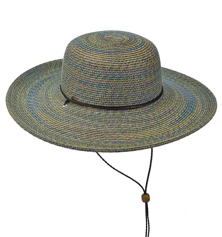 Multi Color Summer Floppy Hat with Chin Strap - Scala Collezione Wide Brim Sun Hat Scala Hats    