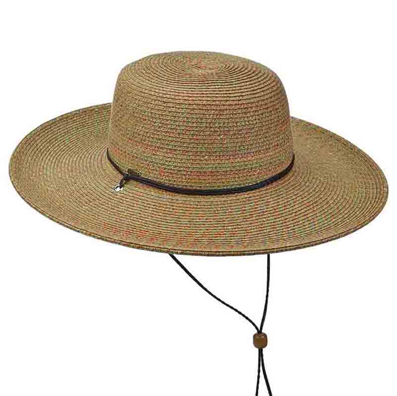 Multi Color Summer Floppy Hat with Chin Strap - Scala Collezione Wide Brim Sun Hat Scala Hats lp243sp Spice  