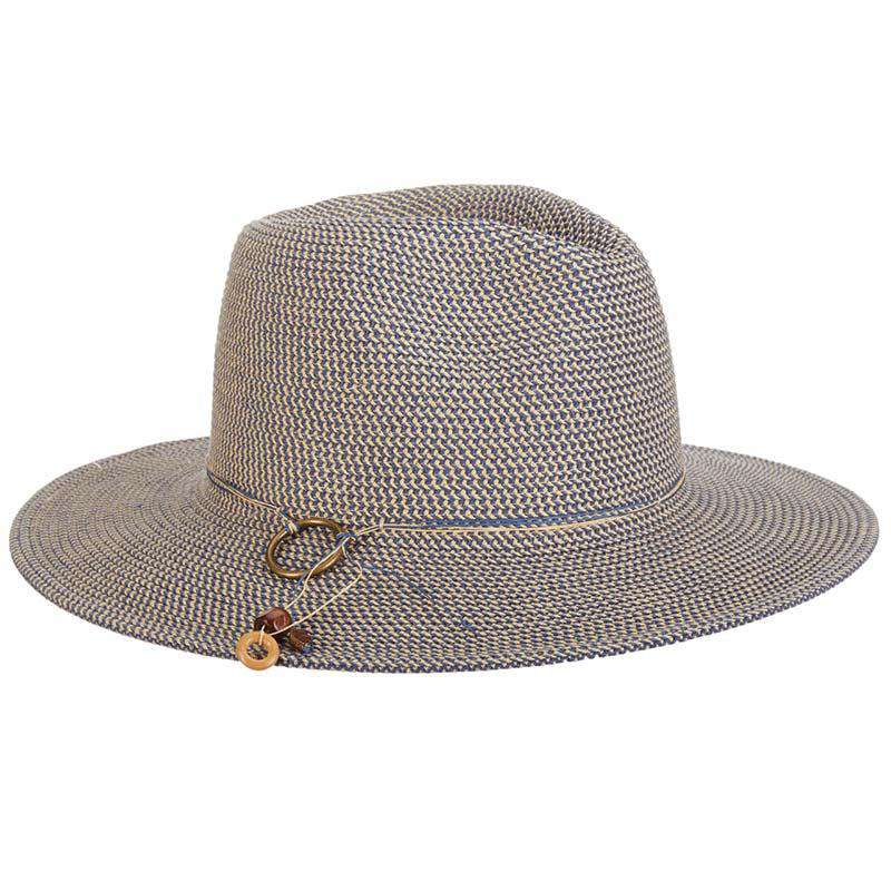 Tweed Braid Toyo Safari Hat with Brass Ring - Tropical Trends Hats Safari Hat Dorfman Hat Co. lp276dn Denim tweed  