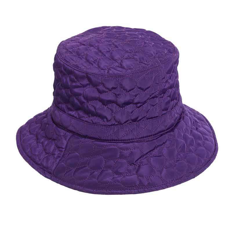 Fleece Lined Quilted Rain Hat - Scala Collezione Hats Bucket Hat Scala Hats LW655PP Purple  