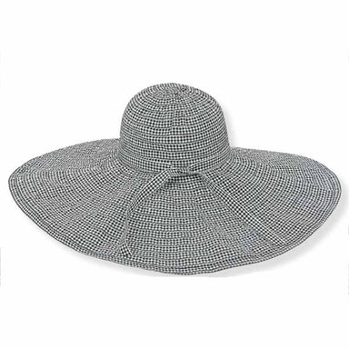 Black and White Gingham Wide Brim Sun Hat - Jeanne Simmons Hats Wide Brim Sun Hat Jeanne Simmons JS9544 Black & White Medium (57 cm) 
