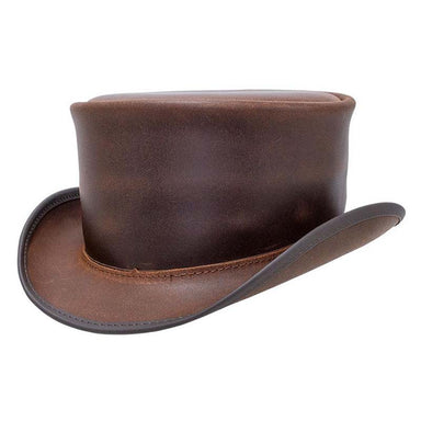 Marlow Leather Top Hat In Its Simple Beauty, Brown - Steampunk Hatter Top Hat Head'N'Home Hats MWmarlowBS Brown Small 