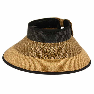 Multi Tone Wrap Around Roll Up Visor Hat with Bow -  Epoch Hats Visor Cap Epoch Hats V2918BK Black M/L (58 cm) 