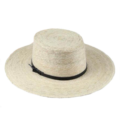 Natural Woven Palm Boater Style Sun Hat - JSA Bolero Hat Jeanne Simmons XJS6618 Natural Palm Large (23 1/4") 