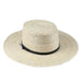 Natural Woven Palm Boater Style Sun Hat - JSA Bolero Hat Jeanne Simmons XJS6618 Natural Palm Large (23 1/4") 
