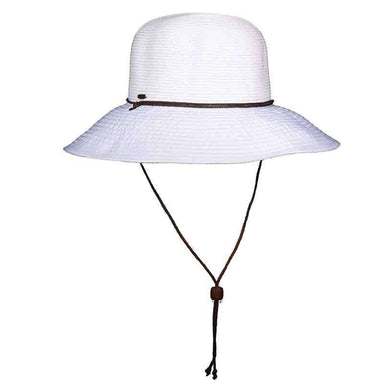 Sewn Ribbon Brim Floppy Hat with Chin Cord - Panama Jack Floppy Hat Panama Jack Hats PJL614WH White  