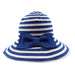 Packable Striped Ribbon Hat with Large Bow - Bohemian Fashion Cloche Bohemian Fashion LH6388bl Navy / Pink  