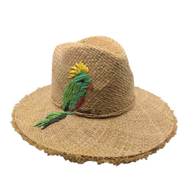 Parakeet Raffia Safari Hat with Frayed Brim - Cappelli Straworld Safari Hat Cappelli Straworld csw342 Natural  