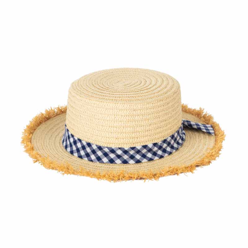 Petite Boater Hat with Gingham Band - San Diego Hat Bolero Hat San Diego Hat Company    
