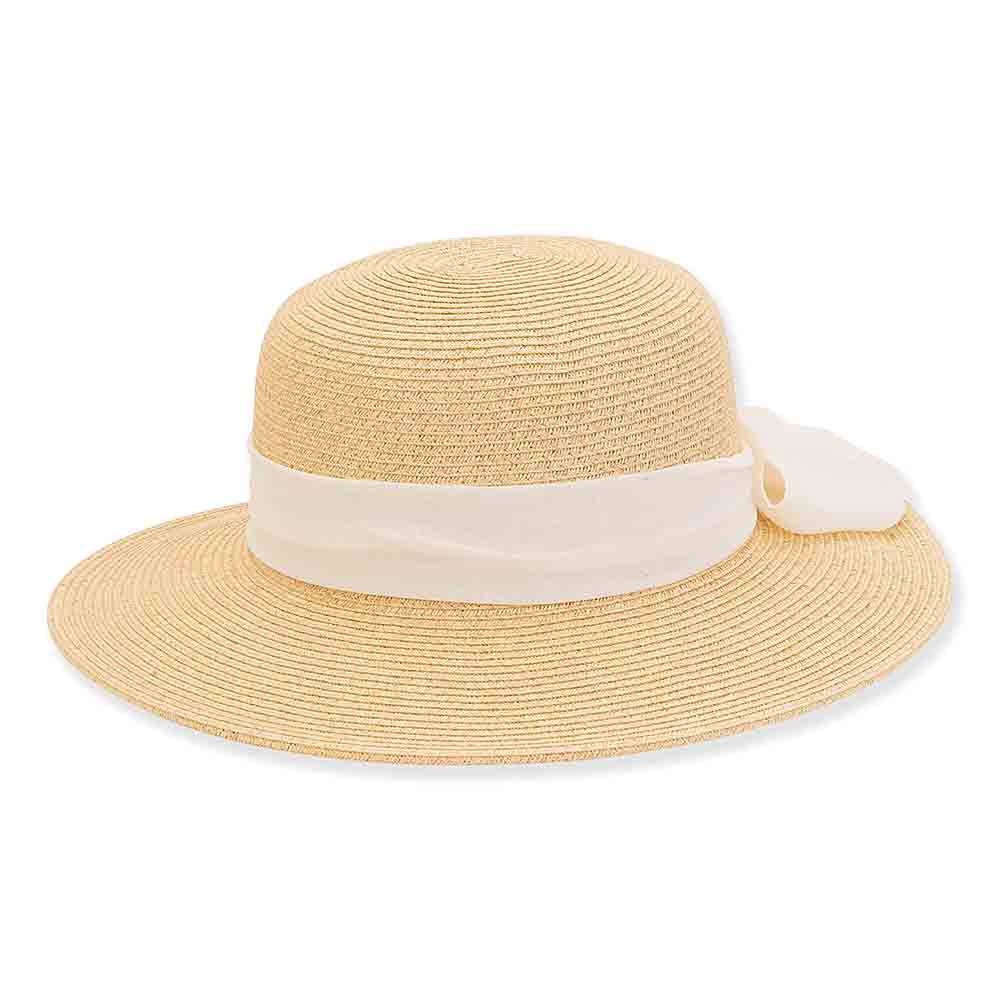 Petite Hats for Small Heads - Chiffon Bow Straw Wide Brim Beach Hat Wide Brim Sun Hat Sun N Sand Hats    