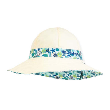 Petite Size Reversible Sea Shells Cotton Sun Hat - Sunny Dayz Hat Bucket Hat Sun N Sand Hats    