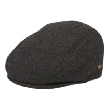 Black Plaid Wool Flat Cap with Quilted Lining - Epoch Hats Flat Cap Epoch Hats iv1930bkm Black M (22 3/8") 