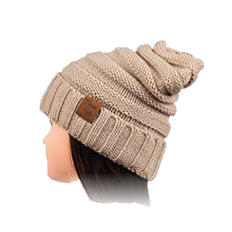 Ponytail Hole Knit Slouchy Beanie - Karen Keith Beanie Great hats by Karen Keith    