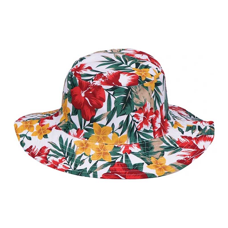Reversible Floral Print-Solid Color Bucket Hat - Karen Keith Hats Bucket Hat Great hats by Karen Keith ch98As White S/M (56-57 cm) 