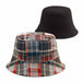 Reversible Plaid Cotton Bucket Hat for Small Heads Bucket Hat MegaCI MC6571Y-BK Black Small (54 cm) 