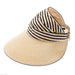 Ribbon and Straw Wide Brim Ponytail Sun Hat - Boardwalk Hats Visor Cap Boardwalk Style Hats DA1930-IVBK Ivory / Black OS 