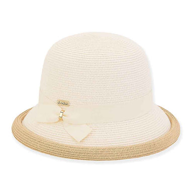 Rolled Brim Straw Cloche Hat - Sun 'N' Sand Hats Cloche Sun N Sand Hats HH2688A Ivory OS (57 cm) 