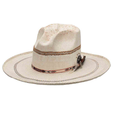 Royal Flush Bangora Straw Club Cowboy Hat - Biltmore Vintage Hats Fedora Hat Biltmore Hats BF130-TAN2 Ivory Medium  (57 cm) 