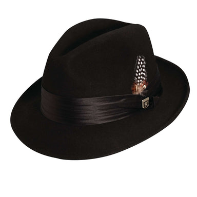 Stacy Adams Snap Brim Fedora Hat - Black up to XXL Fedora Hat Stacy Adams Hats SAW566BKm Black Medium (22.25") 
