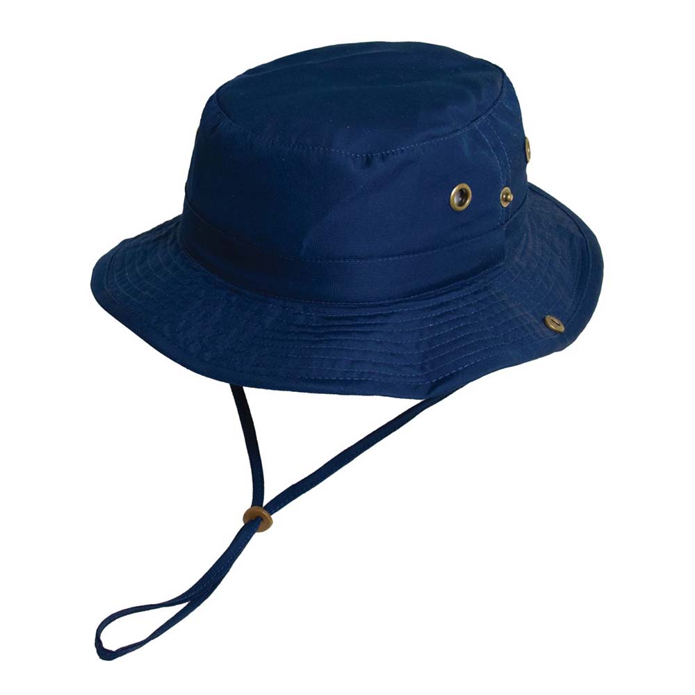 Scala Kid's Nylon  Boonie with Chin Cord Bucket Hat Scala Hats C448NV Navy Small (54 cm) 